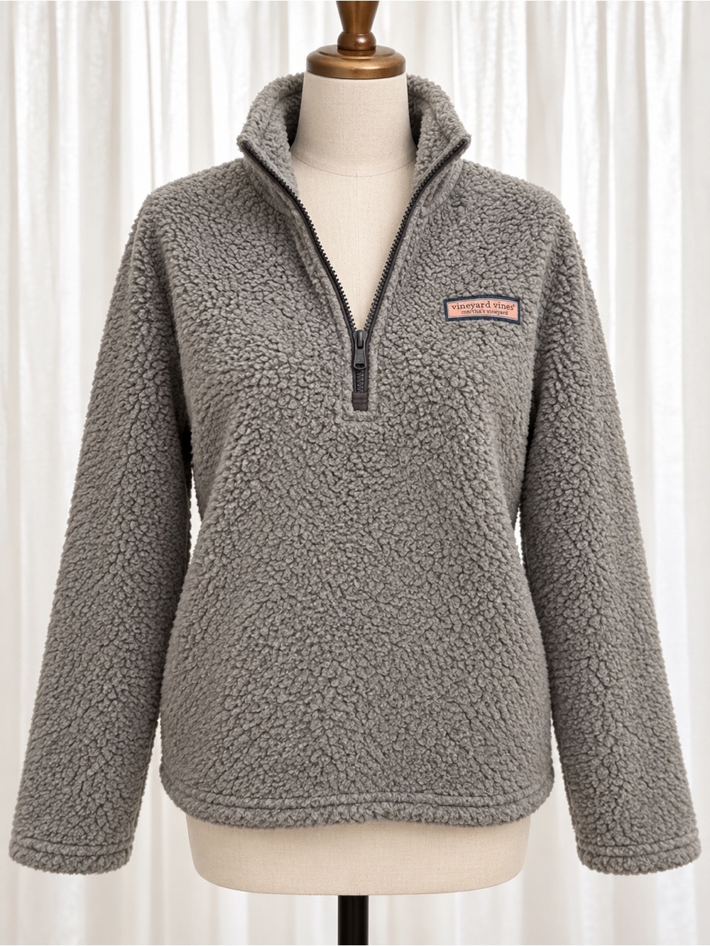 Vineyard Vines Gray Sherpa Half-Zip Pullover